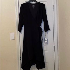 Adrianna Papell Black Crepe Wrap Dress